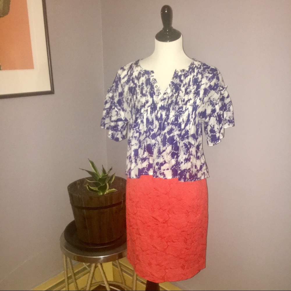 NWT Rebecca Minkoff light wt. Printed crop blouse